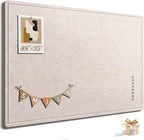 Large Bulletin Board, 48 X 35 Inches Felt Cork Board with 40 Pushpins, Foldable Felt Notice Pin Board Photo Display Board with Self-Adhesive Tape for Office Home School (Oatmeal, 48x35 inch)