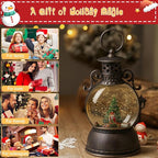 Christmas Snow Globe Lantern - Lighted Musical Water Globes with 6H Timer, Glittering Swirling Nutcracker & Train Scene, Battery/USB Powered Holiday Decoration for Indoor Christmas Decor & Gifts