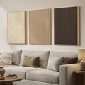 Large 3D Textured Framed Boho Neutral Wall Art for Living Room, 3 Piece Modern Minimalist Texture Paintings Artwork for Walls, Brown Beige Tan Geometric Pictures for Hallway Office Wall Decor 20x30 In