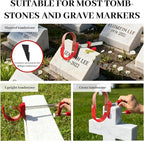 Red Headstone Wreath Hanger, 2-Pack Adjustable Cemetery Wreath Holder for 3'' to 8'' Tombstones & Grave Markers, Heavy Duty Wind-Resistant Decoration for Christmas, Memorial Day, Easter