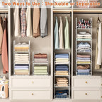 5-Tier Stackable Closet Storage Shelves, Closet Organizers and Storage Basket, Foldable & Stackable Clothes Organizer for Closet Organizer System,Space-Saving Closet Storage Shelf for Home ,White