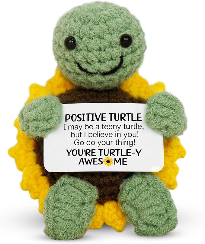 OASSIE Turtle Gifts for Women - Mini Handmade Positive Turtle Crochet Animals, Birthday Relaxation Graduation Gifts for Teen Girls Boys Daughter Mom Sister Friend Teacher Nurse Women