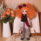 Original 1/6 Scale Anime Doll with Hand-Painted Face, Unique Cute Collectible Ball-Jointed Doll with Removable Outfit, 30cm Art Figure for Christmas & Birthday Gifts (Ruby)
