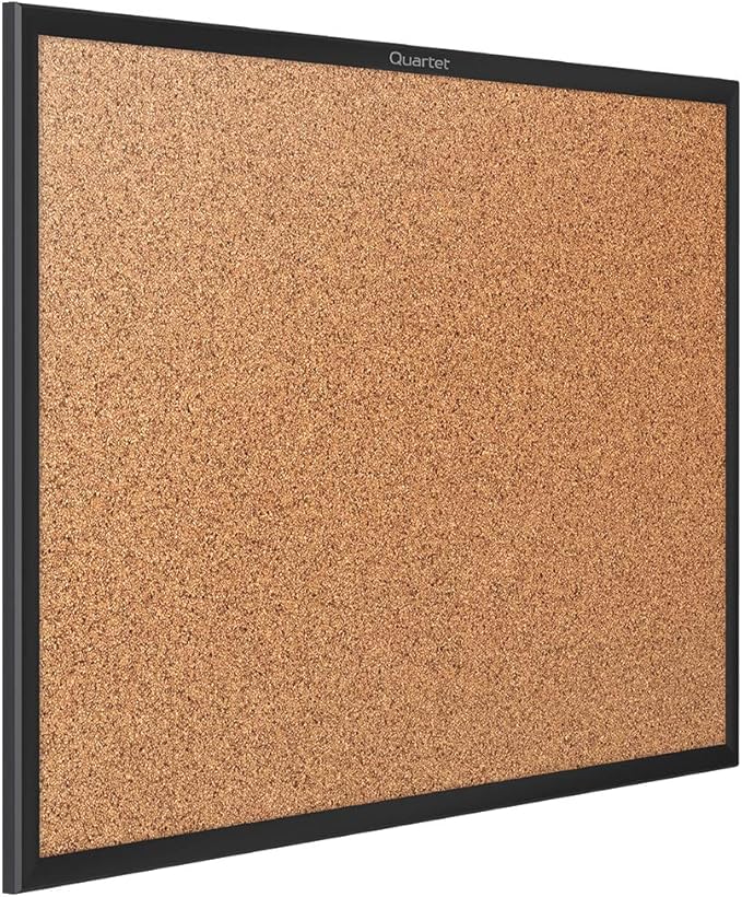 Quartet Cork Bulletin Board 60"W x 36"H Pin Board, Black Aluminum Frame (2305B)