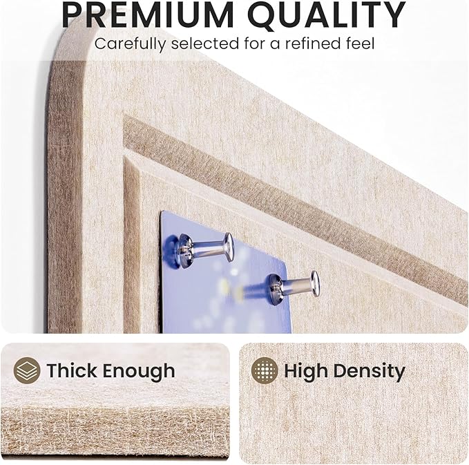 Large Bulletin Board, 35 X 17 Inches Felt Cork Board with 40 Pushpins, Foldable Felt Notice Pin Board Photo Display Board with Self-Adhesive Tape for Office Home School (Oatmeal, 35x17 inch)