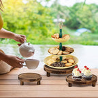 6PCS Wooden Risers for Display Wood Cake Stand for Party Round Food Risers for Buffet Wooden Holder Rustic Riser for Decor Tiered Tray Decor Home Kitchen (Rustic, 6 PCS (8”, 6”, 5”))