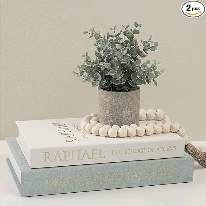 Upgraded Decorative Books for Home Decor - Coffee Table Faux Books for Decoration, Linen Fake Book Storage Box for Entryway, Bookshelf, Modern, Boho, Farmhouse & Neutral Aesthetic Decor, Set of 2