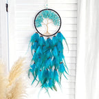 Dream Catchers, Dream Catcher Tree of Life Wall Decor, with Natural Healing Crystal Stone, Perfect Turquoise Handmade Dreamlike Dream Catcher for Bedroom Art Craft Gift
