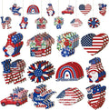 Sintuff 36 Pcs 4th of July Tree Decorations Patriotic Ornaments for Tree Independence Day Hanging Ornament Summer Red White Blue Wooden Decor for 250th Anniversary Memorial Day Party Supplies Crafts
