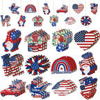 Sintuff 36 Pcs 4th of July Tree Decorations Patriotic Ornaments for Tree Independence Day Hanging Ornament Summer Red White Blue Wooden Decor for 250th Anniversary Memorial Day Party Supplies Crafts