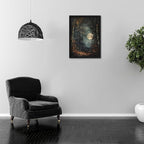 Vintage Framed Wall Art, Forest Gothic Decor, Dark Academia Celestial Moon Canvas Prints, Moody Landscape Painting Wall Decor for Living Room Bedroom – Black Wooden Frame 16x24in