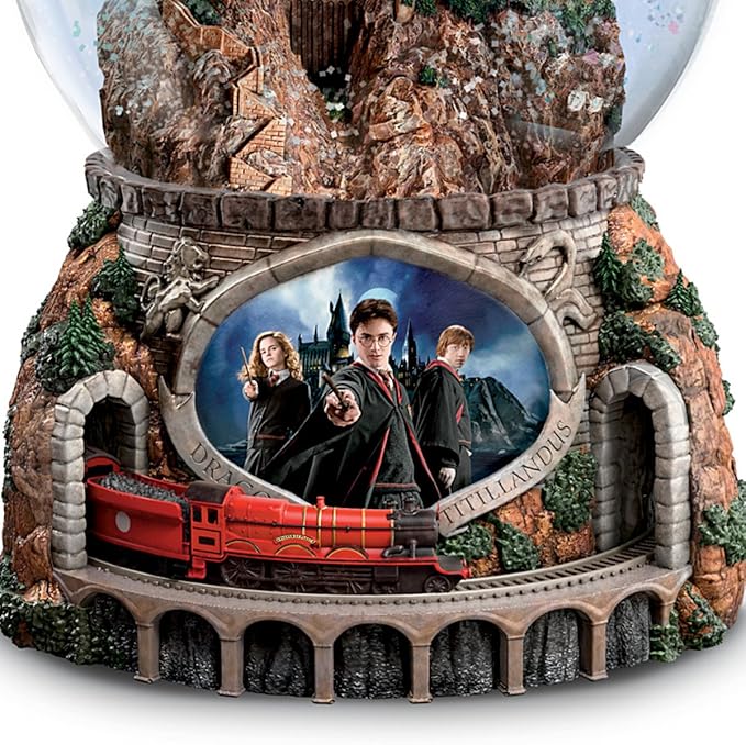 The Bradford Exchange Harry Potter Hogwarts Express Musical Snow Globe, Light-Up Castle, Moving Train with Hedwig's Theme