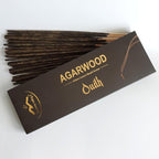Oud Agarwood Incense Sticks - Artisan Luxury Masala Incense - Rolled Long-Burning (75 Minutes) Extra-Thick Sticks - Exotic Divine Scent for Home, Spirituality & Meditation - Oudh