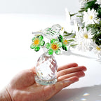 Crystal Bird & Forget-Me-Not Flower Figurine,3x4 inch Glass Flower Collectible Ornaments for Home Decor Table Centerpiece Glass Bouquet Flowers Keepsake Gifts for Women （Green）