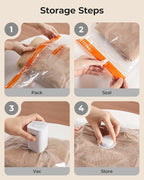 BAGSMART Vacuum Storage Bags for Travel with Rechargeable Air Pump, Portable Space Saver Bags for Travel & Home, Vacuum Compression Seal Bag for Clothing, Blanket, 12 Pack-Gray
