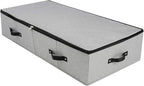 AMJ Large Sturdy Underbed Storage Box with Zip Lid, Rigid Sturdy Plastic Board inside, Handles on all sides, Dark Gray
