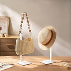 2 Pcs Purse Holder Handbag Display Stand: Hanger Rack Showing Bags, Purses, and Wreath, Adjustable Hook Stand for Tabletop, Closet, Desk, and Retail Use for Vendors, White