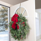 Haute Decor HighProfile Curved Wreath Hanger (Holly Embossed - Antique Brass) - Strong Decoration Holder for Doors with Raised Features and Trim