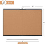 Extra Large Cork Bulletin Board 60" X 48", Foldable Notice Pin Board for Wall, Black Aluminum Framed 5'x4' Corkboard, Wall Mounted Noticeboard with 36 Push Pins for School, Home & Office