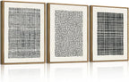 BINCUE Abstract Geometric Line Wall Art Minimalist Artwork Modern Neutral Wall Decor Framed Black Wall Artwork Black Abstract Art Prints Neutral Paintings for Living Room Bedroom Office Bathroom 12" Lx16 W Set of 3