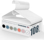 Neaties Super Heavy Duty Clothes Hangers 100 Pack (108 Count) – Made in the USA - 10lb Capacity, Thick Plastic Hangers for Pants, Coats, Jackets, Jeans and Adult Clothing – White