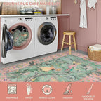 Lahome Botanical Birds Washable 3x5 Pink Living Room Bathroom Rugs for Entryway, Vintage Soft Non Slip Indoor Throw Carpet for Nursery Bedroom Classroom