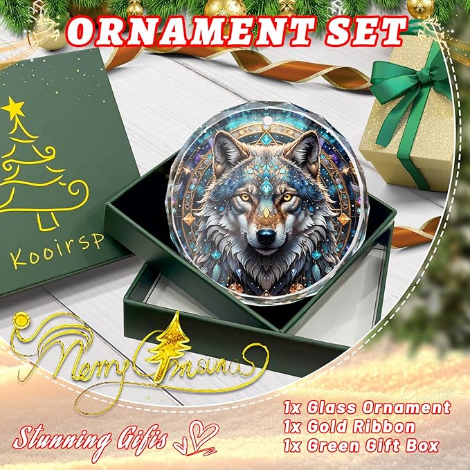 Wolf Stained Glass Ornament, Christmas Ornaments, Christmas Tree Decorations, Wolf Christmas Decoration, Wolf Ornaments for Christmas Tree, Holiday Present Ideas, Gift Exchange