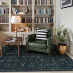 Lahome Black 5x7 Carpet for Bedroom,Boho Washable Area Rugs for Office,Vintage Dark Academia Stylish Living Room Rug,Spill Proof Low Pile Carpets for Dining Room Dorm