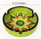 Ashtray Set Cigarette Ash Tray for Indoor Outdoor Use Ash Holder for Smokers Desktop Smoking Ash Tray - Home Office Decoration Hand-Paint Ceramic Cigar Ashtrays (2 pcs Large - Red and Green)