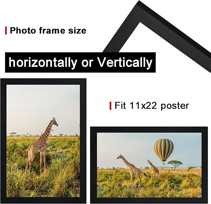 11x22 Picture Frame 5 Pack- Newspaper Frame for Assorted Media and News Articles-11x22 Wooden Frame with Plexiglass,Decorate Home and Office with Large Paintings -Fits Most Standard Newspapers