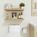 Vivelove Floating Shelves 24 inchs Long, Bathroom Shelves Over Toilet 9.1” Deep, Wall Mounted Wall Shelves for Bedroom, Living Room, Kitchen, Office, Rustic Home Decor, Oak, Set of 2