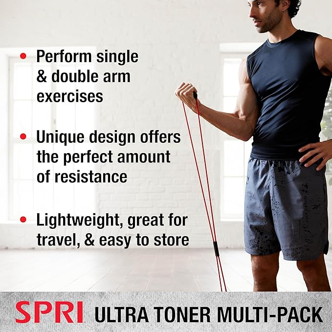SPRI Ultra Toner Figure 8 Resistance Band with Padded Handles Great for Stretch, Exercise, Fitness Training, Yoga, Resistance Weights, Therapy, Gym or Home Workout Equipment.