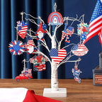 Sintuff 36 Pcs 4th of July Tree Decorations Patriotic Ornaments for Tree Independence Day Hanging Ornament Summer Red White Blue Wooden Decor for 250th Anniversary Memorial Day Party Supplies Crafts
