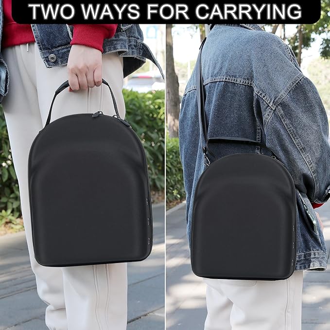 Hard baseball hat case, Hat Carrier Travel Case with Adjustable Shoulder Strap, Hat cap case for 6 Baseball Caps - Perfect for Traveling & At-Home Storage (Black with Blue)