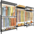Ulif E13 Max Heavy Duty Clothes Rack（With 4 Hanger Rods & 8 Shelves） Freestanding Clothing Racks for Hanging Clothes，Adjustable Closet，Metal Garment Rack 86" W x16 D x77 H，Max Load 1100LBS，Black