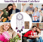 Purple Dream Catchers Amethyst Crystal Dreamcatcher Sun Catchers with Crystals Wall Window Hangings Bedroom Home Decor Gift for Girls Boys Adults