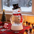 Christmas Snow Globe Snowman Lighted Musical Glitter Globe Battery Operated or USB Powered with Timer Water Glittering Snowing Globe for Christmas Party Home Table Decorations Gifts (Snowman)