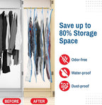 Hanging Vacuum Storage Bags for Clothes & Coats – 8 Pack (4 Small & 4 Large) Vacuum Seal Garment Bags for Hanging Storage – Space Saving Compression Bags for Clothing, Jackets – Transparent