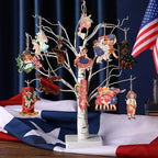 Sintuff 36 Pcs 4th of July Tree Ornaments 250th Anniversary Decoration Patriotic Wood Independence Day Ornaments Red White Blue Party Hanging Decoration Artifact for Small Tree Holiday Party Supplies