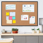 Extra Large Cork Bulletin Board 60" X 48", Foldable Notice Pin Board for Wall, Black Aluminum Framed 5'x4' Corkboard, Wall Mounted Noticeboard with 36 Push Pins for School, Home & Office