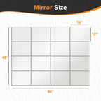 Delma Home Gym Mirror Tiles, Large Square Workout Mirrors (16x12'', 16-Piece), Full Body Wall Mirror for Garage, Bedroom, Bathroom
