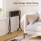 AMHANCIBLE Luggage Rack, Foldable Suitcase Stands Set of 2, Metal Luggage Holder for Guest Room, Bedroom, Hotel, Holds up to 110 lb, Easy Assemble, Black HLR01BK