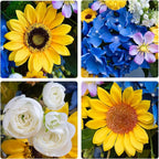 Pinkpuii Spring Wreaths for Front Door Outside- 24 Inch Spring Summer Wreath with Sunflowers,Lifelike Blue Hydrangea Flower Wreath for Indoor Outdoor Mantel,Window,Wall,Home Firplace Hanging Decor