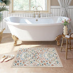 Moynesa Floral 2x3 Rugs for Entryway, Washable Kitchen Rug Non Slip Small Bathroom Throw Rug, Boho Flower Soft Ultra Thin Indoor Front Door Mat for Laundry Bedroom Entry, Beige