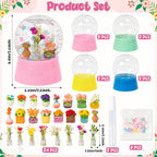 Spring Summer Snow Globes Craft Kit - 8 Set DIY Plastic Snow Globe Craft with Mini Resin Tulips, Make Your Own Graduation Party Decor with Glitter for Art Activity Gifts (Flowers)