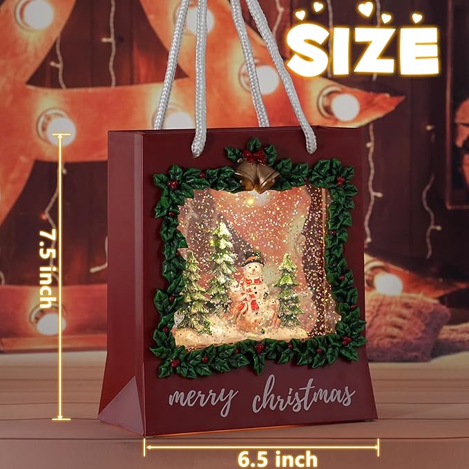 Snowman Snow Globe Christmas Decorations Musical Snow Globes Lantern with Swirling Glitter, Christmas Tree Snow Globe Lamp Battery Operated & USB Powered Merry Christmas Holiday Party Decor Gifts
