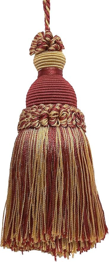 DÉCOPRO Decorative 5 inch Key Tassel Burgundy Red Gold Imperial II Collection Style# IKTJ Color: Burgundy Gold - 1253