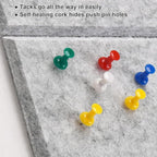 Large Cork Board Alternative 48" X 36" Bulletin Board - 12 Pack Removable Felt Wall Tiles with 30 pushpins, Large Cork Boards for Walls Cork Board for Office Pin Board Tack Board - Silver Gray
