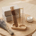 Incense Holder, 2 in 1 Wooden Incense Holder for Sticks with 20 Incense Sticks, Anti-ash Incense Burner with Glass Ash Catcher, Wood Incense Holder 20 Stick (2 in 1 Square)