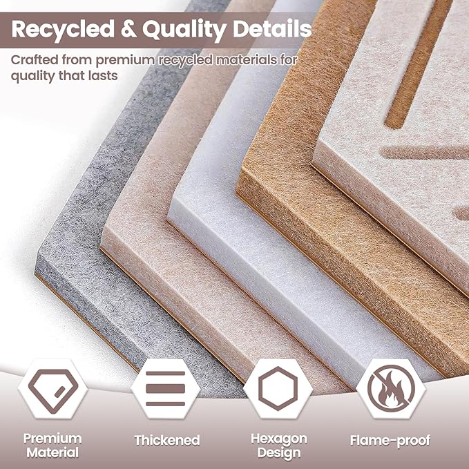 12'' Large Hexagon Cork Board Tiles – 10 Pack Adhesive Frameless Bulletin Board for Office & Home Wall Decor, Vision Board with 35 Push Pins, Decorative Pin Board for Photos & DIY